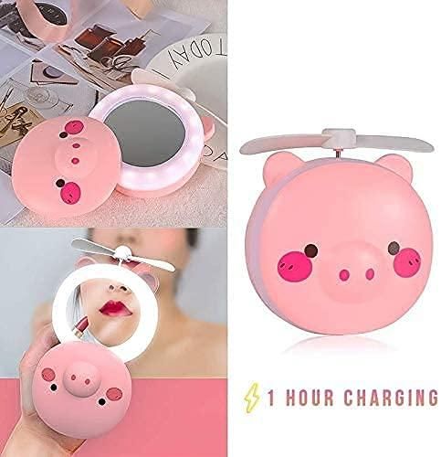 Piggy Glow β 3-in-1 Pocket Fan, LED Mirror & Light